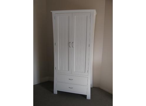 product image for Maddison Double Wardrobe Two Drawer White Lacquer