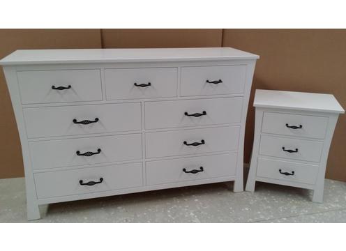 product image for Maddison Nine drawer Lowboy + White Lacquer Maddison Three Drawer Bedside