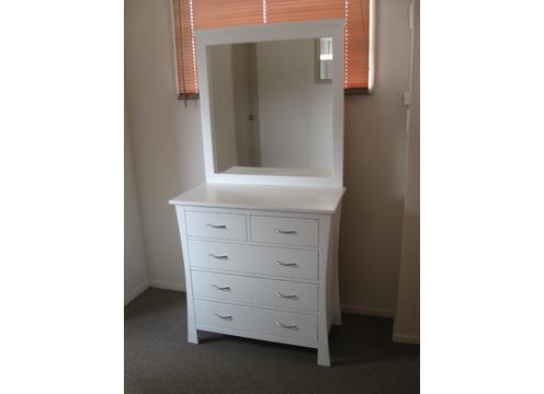product image for Maddison Four Tier Split Chest with Mirror (opt) White Lacquer