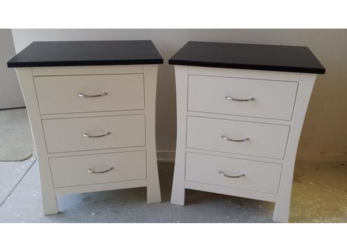 product image for Maddison Three Drawer Bedside White Lacquer Mahog Top