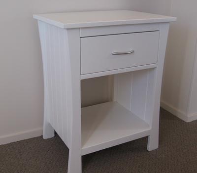 image of Maddison One Drawer Bedside Cabinet White Lacquer