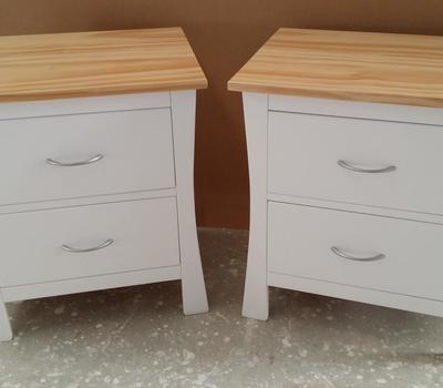 image of Maddison Two Drawer Bedside Cabinet White Lacquer Raw Top
