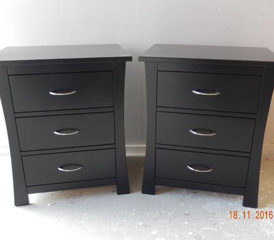 image of Maddison Three Drawer Bedside Cabinet Black Lacquer