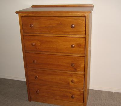 image of Cottage Tallboy Five Drawer Rimu Stain