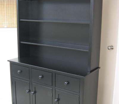image of Buffet with Plain Hutch Three Drawer Three Door